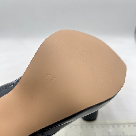 FYS Black Platform Square Toe Pumps Block High Heel Mary Janes Slingback Shoes - Picture 6 of 8